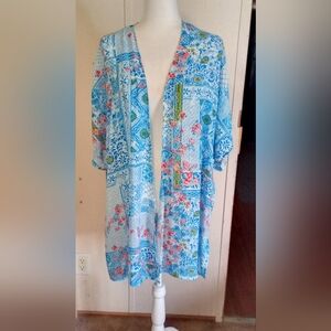 Dear Scarlett Women's Kimono Shawl One Size Colorful Floral Beachy